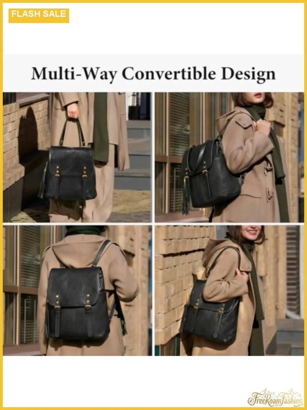 Women's Leather Backpack Purse with Vintage Paisley Pattern & Convertible Straps